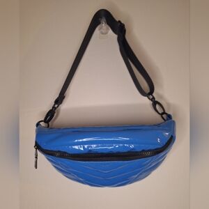 Think Royln Little Runaway Hampton Blue Patent Puffer Belt Bag Fanny Pack Travel